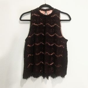 Love, Fire Black Lace Sleeveless Blouse Size L